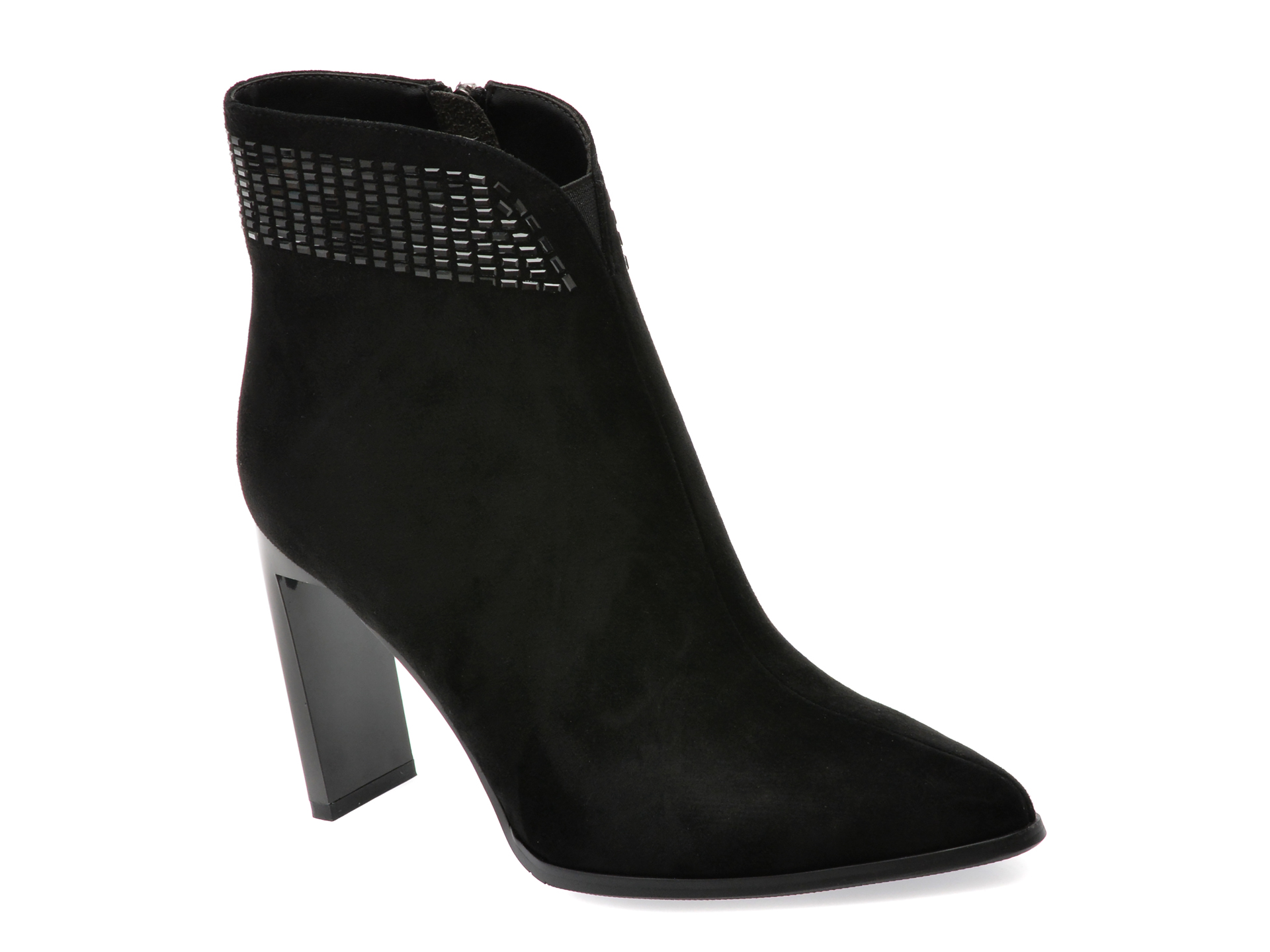 Botine elegante ALDO negre, K350084, din piele intoarsa