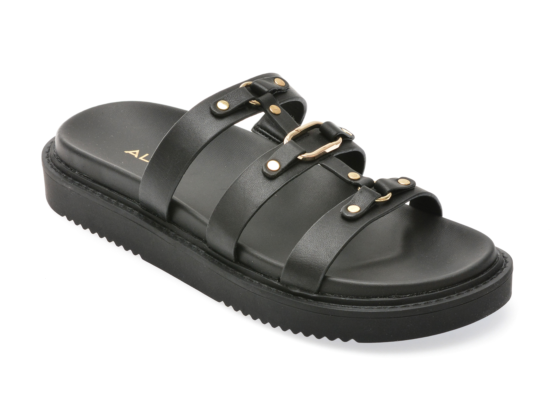 Papuci casual ALDO negre, 13740424, din piele naturala