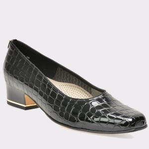 Pantofi ARA negri, 41859, din piele ecologica cu efect croco