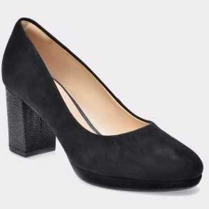 Pantofi CLARKS negri, 6124016, din piele intoarsa