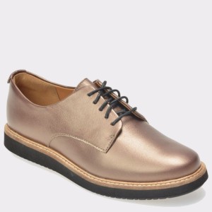 Pantofi CLARKS aurii, 6130247, din piele naturala
