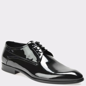 Pantofi HUGO BOSS negri, 75039, din piele lacuita