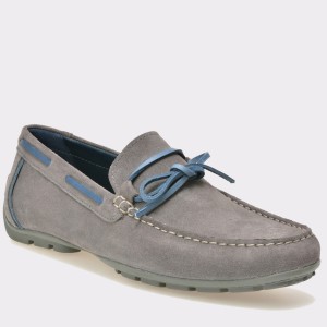 Pantofi mocasini GEOX gri, U7244A, din piele intoarsa