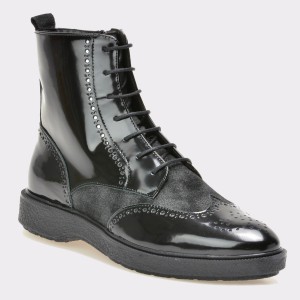 Ghete GEOX negre, D745Wa, din piele naturala