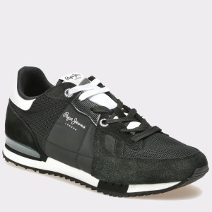 Pantofi sport PEPE JEANS negri, Ms30342, din material textil si piele naturala