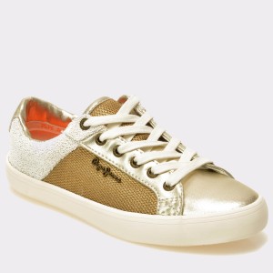 Pantofi sport PEPE JEANS aurii, Ls30466, din piele ecologica si material textil