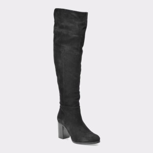 Cizme IMAGE negre, 24890, din piele intoarsa
