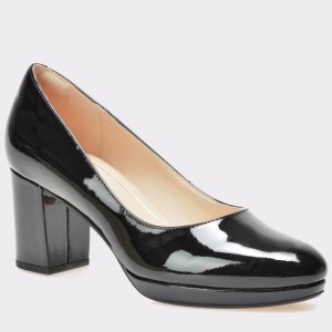 Pantofi CLARKS negri, 6126723, din piele naturala lacuita