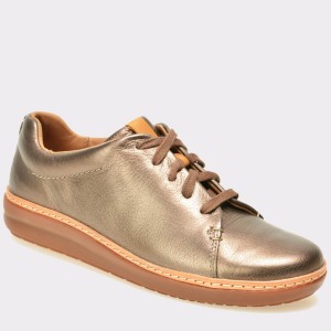 Pantofi CLARKS aurii, 6128800, din piele naturala
