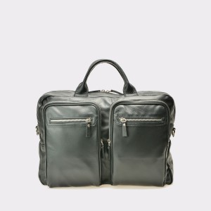 Servieta neagra, Bb36, din piele naturala