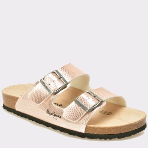 Papuci PEPE JEANS aurii, Ls90260, din piele ecologica
