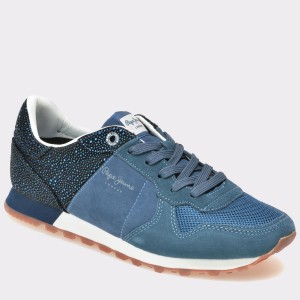 Pantofi PEPE JEANS albastri, Ls30538, din piele intoarsa