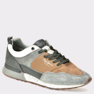 Pantofi PEPE JEANS gri, Ms30382, din piele intoarsa