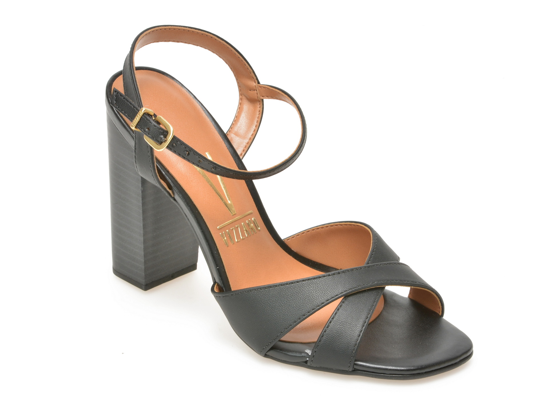 Sandale negre, 6299108, din piele ecologica
