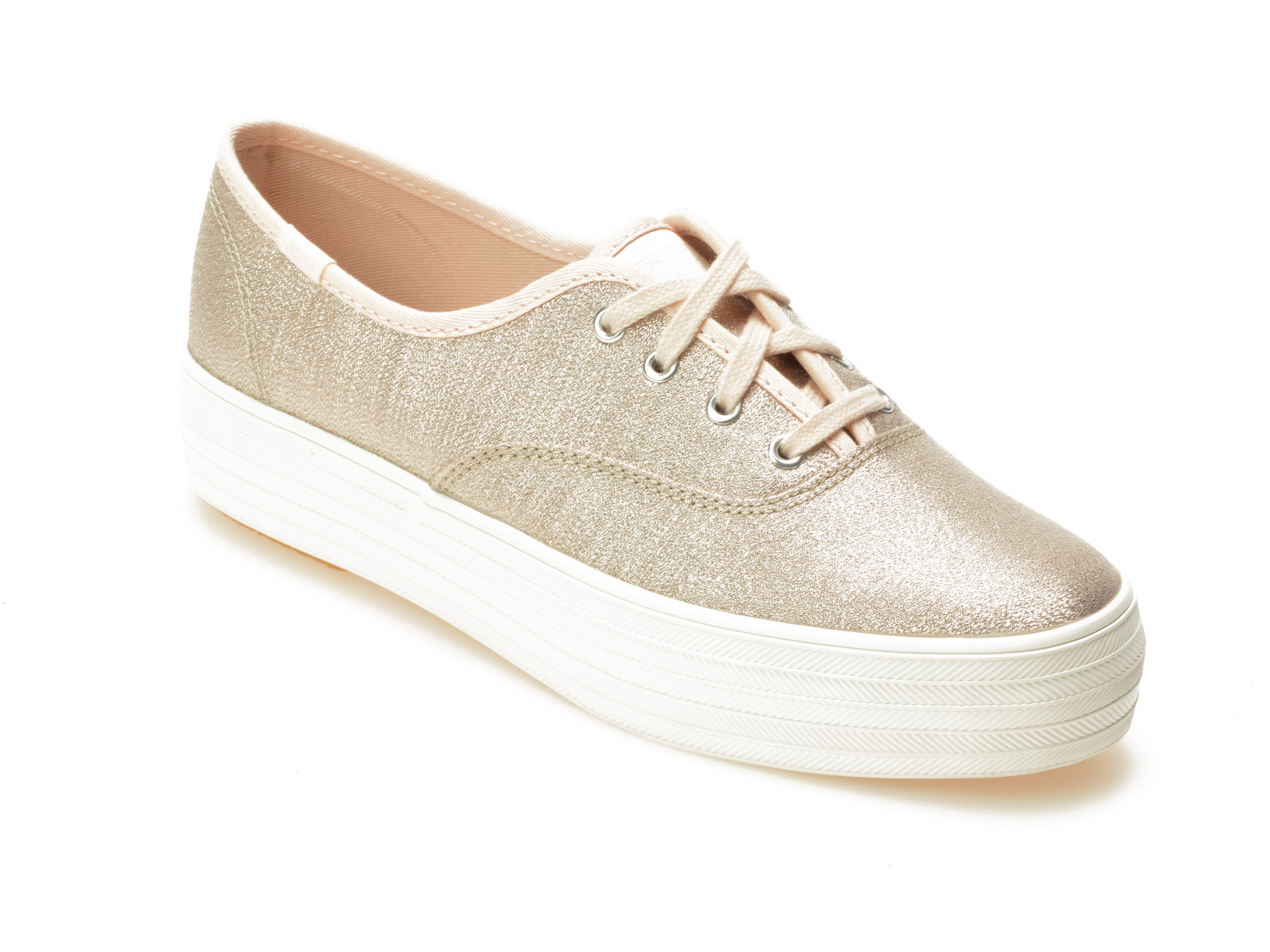 Pantofi KEDS aurii, Triplur, din material textil
