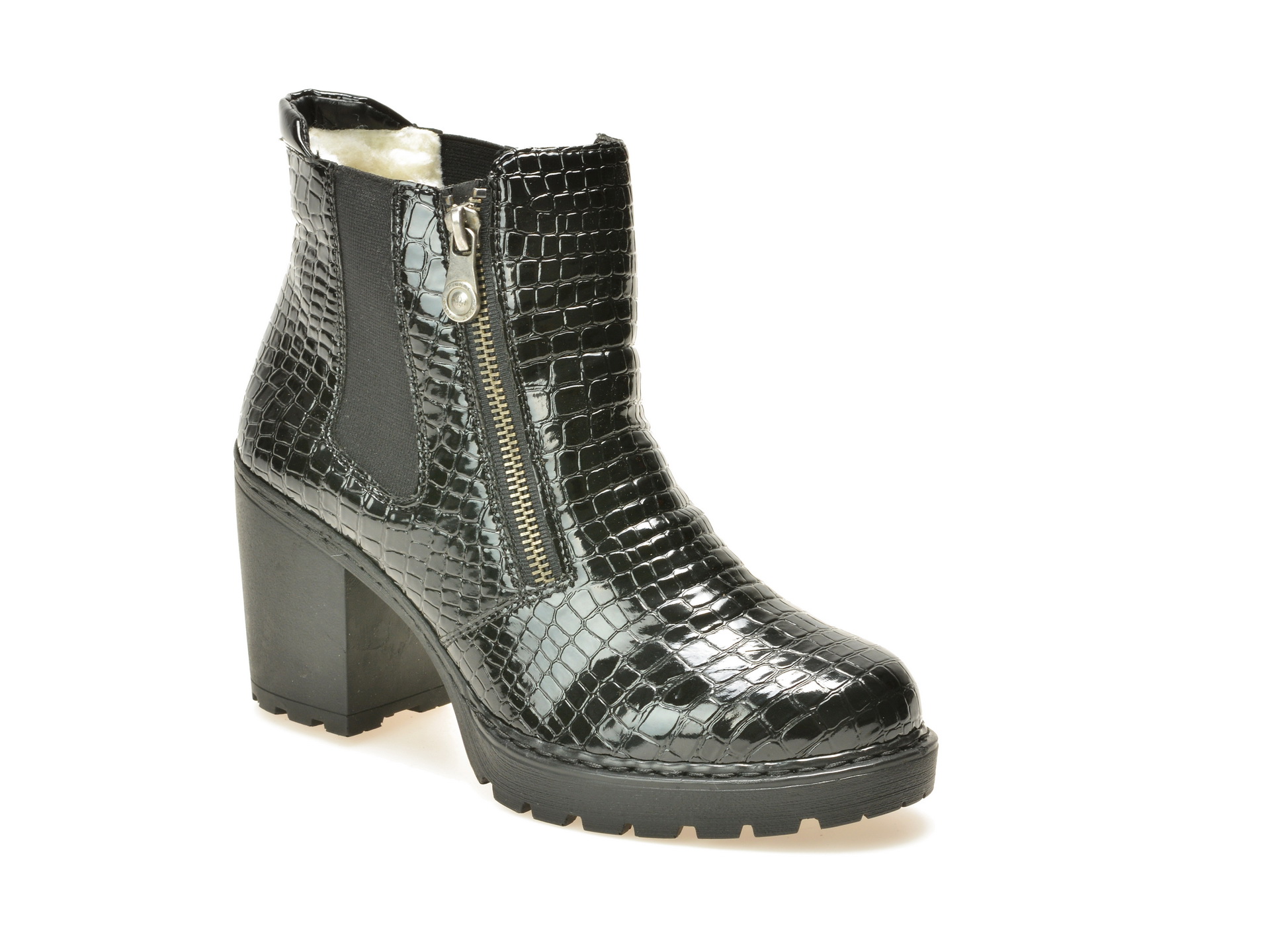 Ghete RIEKER negre, Y7064, din piele ecologica