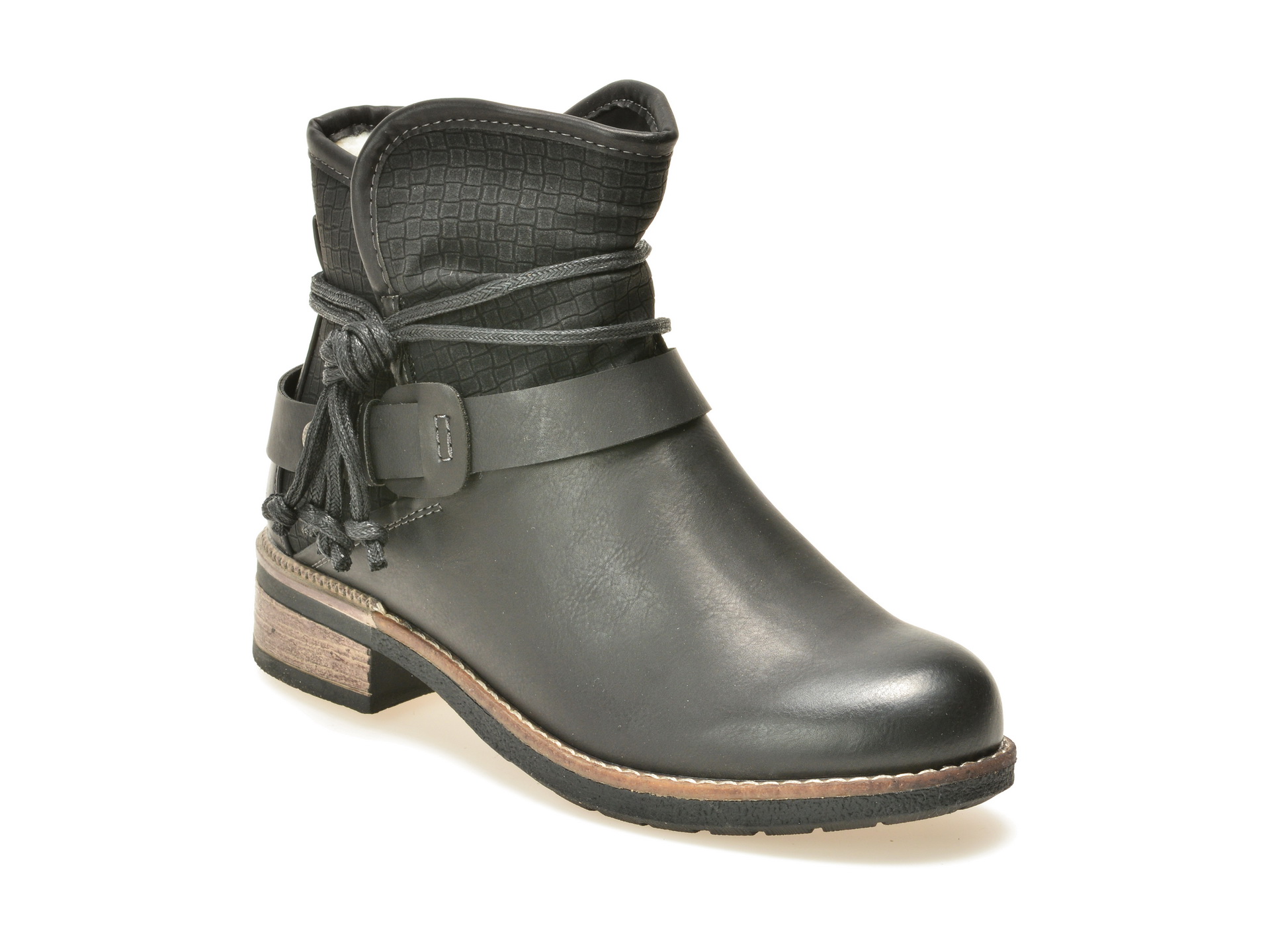 Ghete RIEKER negre, 94689, din piele ecologica