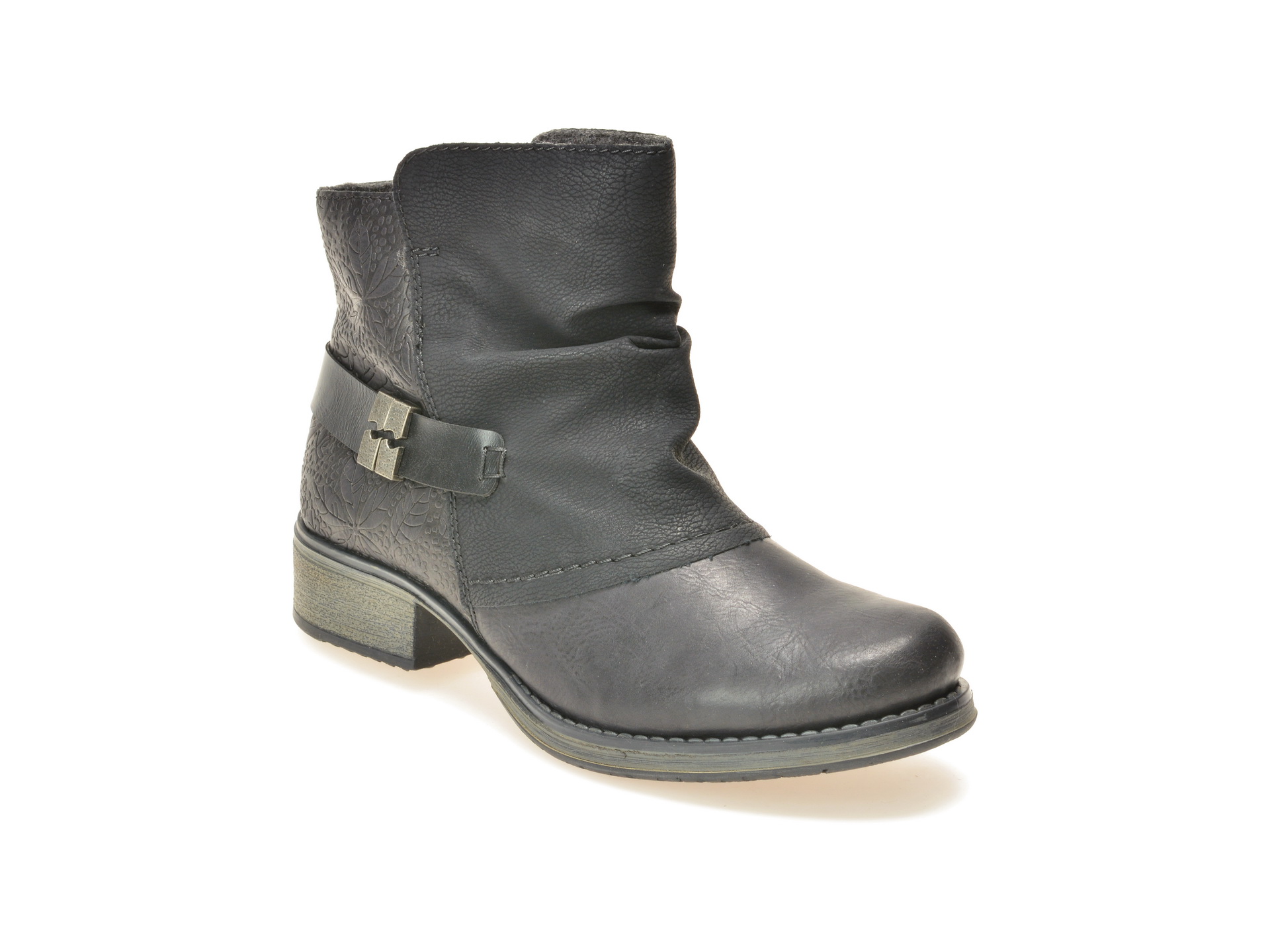 Ghete RIEKER negre, Y9770, din piele ecologica