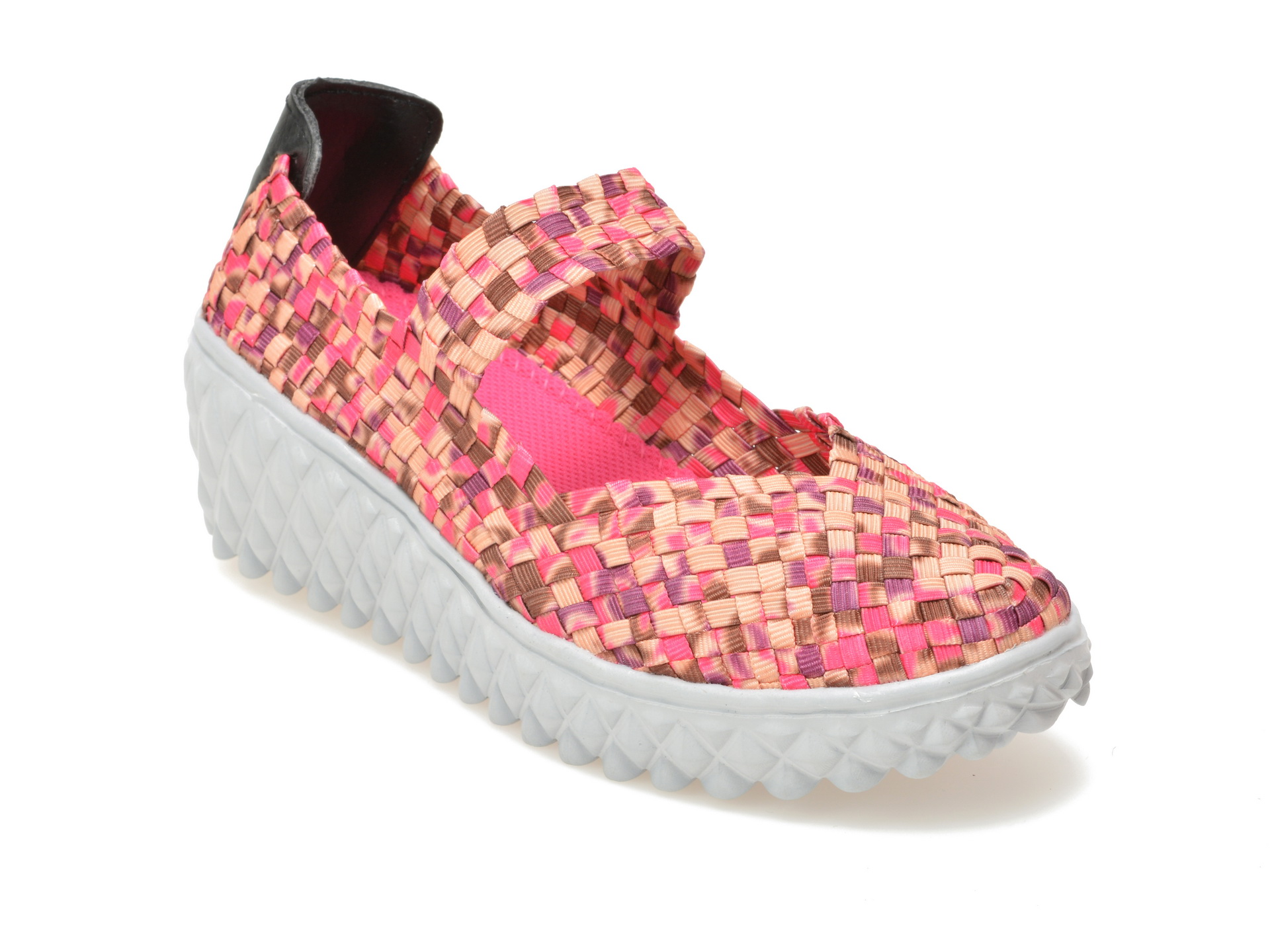 Pantofi roz, 5721A, din material textil elastic